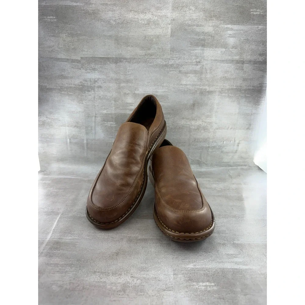 Born Men D44723 Brown Leather Slip On Loafers Moc Toe Shoes Size US 10 EU 42
